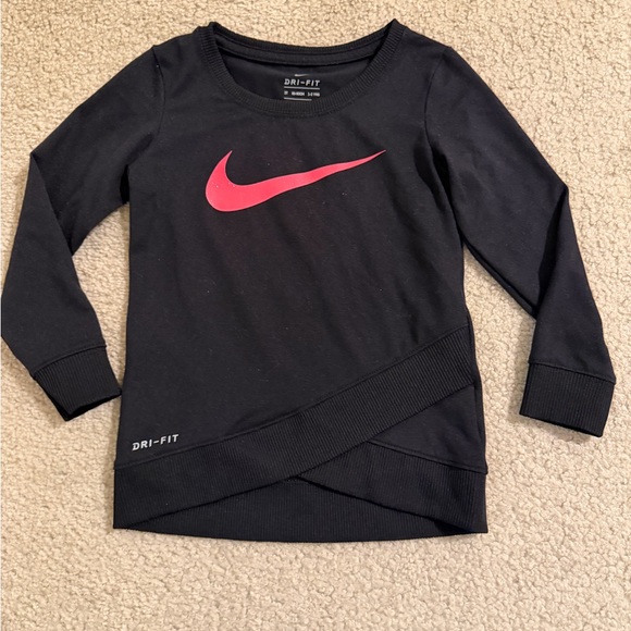 Nike Other - Nike Kids Black Sweatshirt with Pink Swoosh